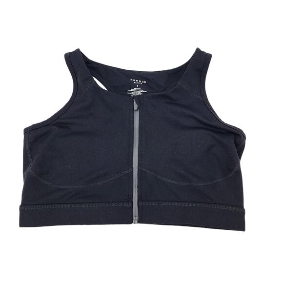 Torrid Black Low-Impact Wireless Zip-Front Active Sports Bra Size 1X - Picture 2 of 6